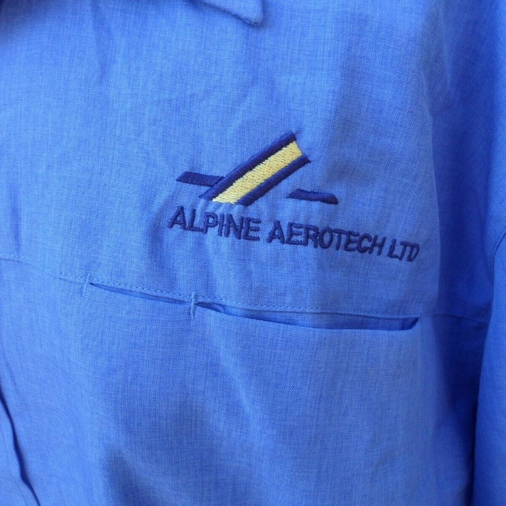 Men's XL Shirt Alpine Aerotech Blue Short Sleeve Dress Biz Collection Vintage